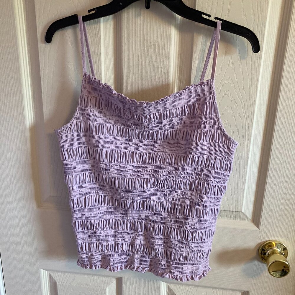 Women H&M Smocked Tank Top Size Large Lavender - Picture 2 of 5